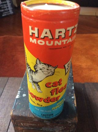 Vintage Hartz Mountain Cat Flea Powder Shaker 3 Oz.  - Kitty Graphics