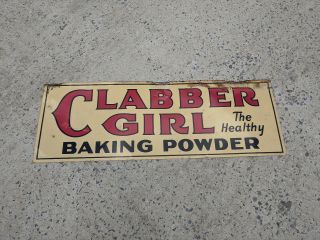 Vintage 1940s Or 50s Clabber Girl Baking Powder Double Sided Metal Sign