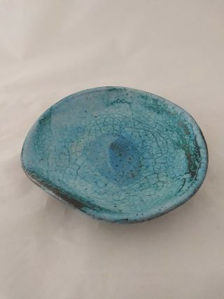 Mark Keram Pottery Turquoise Blue Bowl Vintage Mid Century Modern 2
