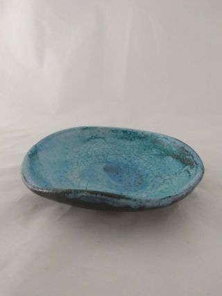 Mark Keram Pottery Turquoise Blue Bowl Vintage Mid Century Modern 3
