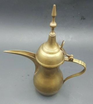 Brass Tin Coffee Dallah Teapot 11 " Antique Vintage Arabic Middle Eastern Turkish