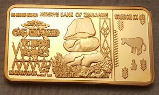 100 Trillion Dollar Zimbabwe Gold Bar Bank Note Money African Bullion Lol Joke