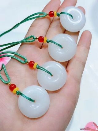Xinjiang Hetian White Jade Pendant Necklaces With Fine Box Diameter 2.  5平安扣