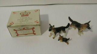Vintage Miniature German Shepherd Family Crown Fine Bone China Japan