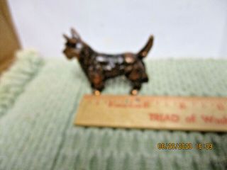 Vintage Terrier Dog Figurine Cast Metal W/ Copper Wash 3 " Usa Old Heavy