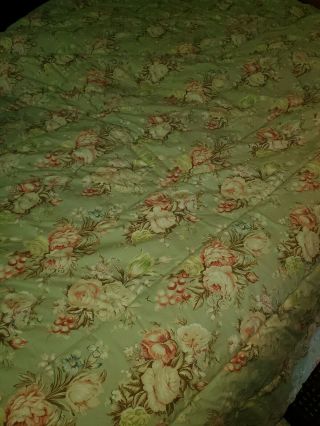Ralph Lauren Queen Charlotte Sage Green Floral Comforter Quilt Full 90s Usa Vtg