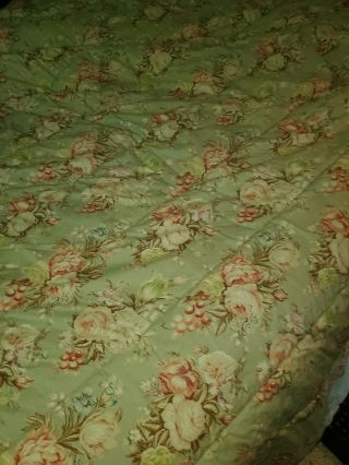 Ralph Lauren Queen Charlotte Sage Green Floral Comforter quilt full 90s USA vtg 2