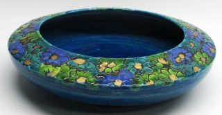 Vtg Italian Pottery Blue/green Gold Flower Bowl/planter Rosenthal Netter Bitossi