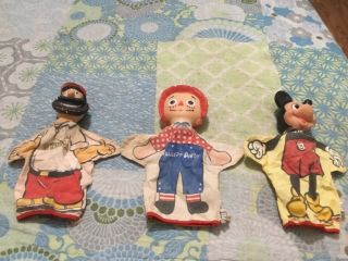 7 HAND PUPPETS/MICKEY MOUSE,  MR MAGOO,  DOPEY,  BRUTUS,  DONALD DUCK,  RAGGEDY ANDY,  GUND 2