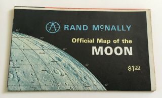 Vintage 1969 Rand Mcnally Official Map Of The Moon Landing Apollo Lunar Module