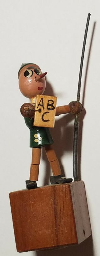 Campedelli Pinocchio Wood Push Puppet,  Made In Italy