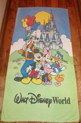 Walt Disney World Beach Towel With Mickey,  Minnie,  Goofy & Donald Duck