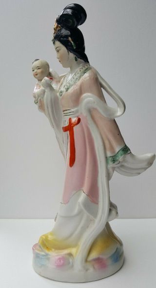 Chinese vintage porcelain figure of a female with child 3