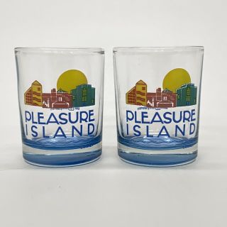2 Vintage Walt Disney World Pleasure Island Resort Blue 2 Oz Shot Glasses