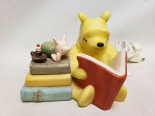 Vintage Winnie The Pooh Ceramic Lamp Nursery Night Light Pooh Reading To Piglet