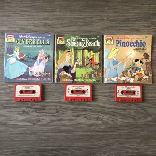 Vintage Walt Disney Storyteller Cassette & Read - Along Book Set 3 Books 3 Tapes
