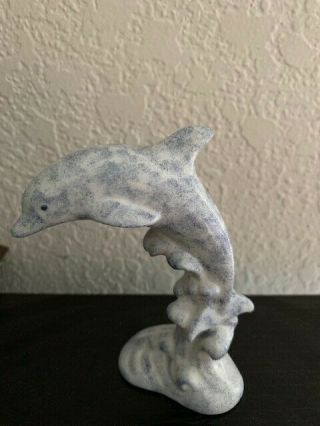Lenox Dolphin Figurine Small Sculpture Statue Porpoise Porcelain Blue Splash