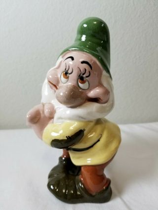 Vtg Disney Snow White Bashful Dwarf American Pottery Figurine Evan K Shaw 1940s