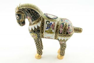 Vintage Chinese Cloisonne Enamel Horse Figurine Multicolored