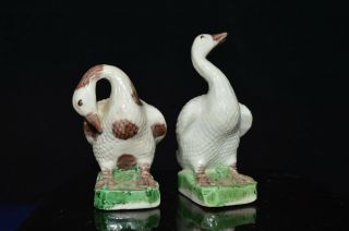 Antique Chinese Republic Period Export White Duck Figurines Pair - 8 Cm Tall