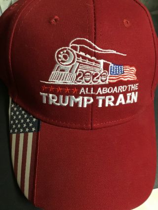 Red 2020 Presidential Flag All Aboard The Trump Train Embroidered Hat Cap