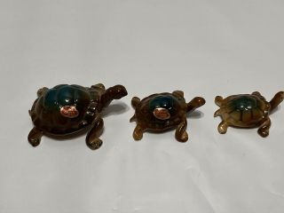 Vintage Set 3 Miniature Bone China Turtle Family Tortoise Figurines Japan