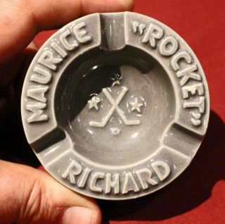 Vintage Maurice Richard Ceramic Ashtray Mini Trophy Medallion Montreal Canadiens