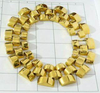 Vintage Signed BEN AMUN Gold Plated Statement Modernist Haute Couture Necklace 2