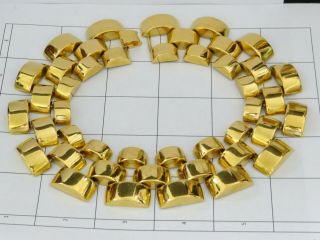 Vintage Signed BEN AMUN Gold Plated Statement Modernist Haute Couture Necklace 3