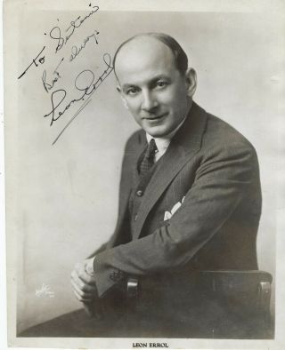 Australian - American Actor,  Comedian Leon Errol,  Autographed Vintage Studio Photo