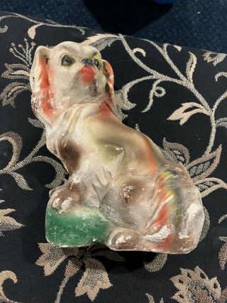 Vintage Chalkware Circus Carnival Prize Dog Figurine Pekingese