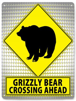 Grizzly Bear Metal Street Sign Funny Educational Retro Kids Room Wall Decor 102