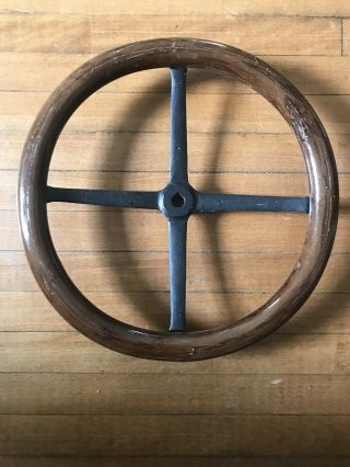 Vintage Authentic Wood Steering Wheel 4 Spoke Model A Or T Ford Rare Car Truck