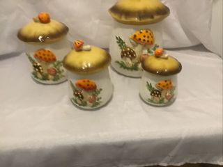 Vintage Sears Merry Mushroom Canister Set,  No Chips,