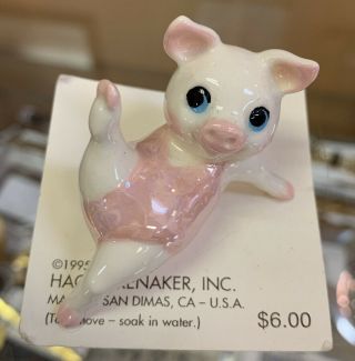 Retired Hagen Renaker Aerobic Pig Pink Outfit Arm & Leg Up