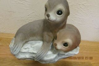 Homco Seal Pups Porcelain Figurine