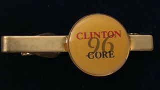Rare 1996 Bill Clinton & Al Gore Presidential Re - Election Campaign Tie Clip