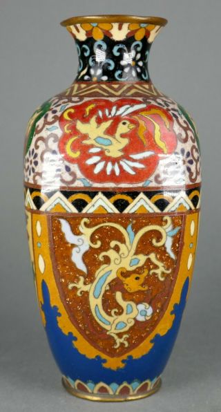 Fine Antique Japanese Meiji Period Cloisonne Enamel Phoenix Bird Vase