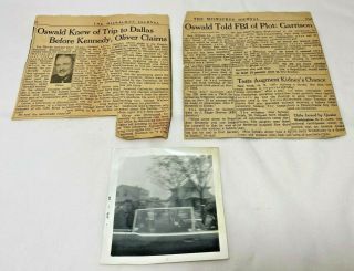Historical Newspaper Jfk Kennedy Assassination Oswald W/ Black White Photograph