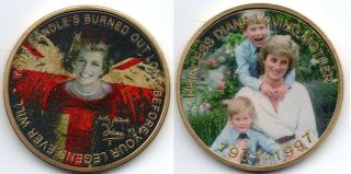 Princess Diana Gold Coin Signed Prince William Harry Candle In The Wind Love Uk