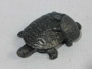 Vintage Fine Pewter Turtle Miniature Figurine Turtle And A Hatching Cute Vg