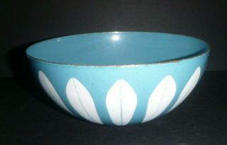 Vintage Cathrineholm Norway Lotus Metal Bowl Blue & White Enamelware 7 "