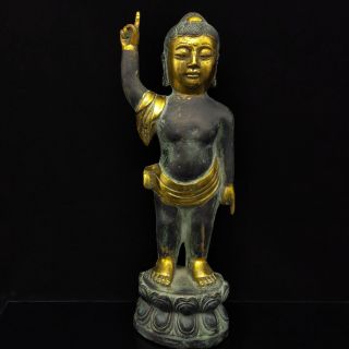 Chinese Antique Bronze Gilt Buddha Model Statue Qt002