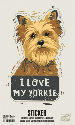 Yorkie I Love My Dog Shaped Sticker