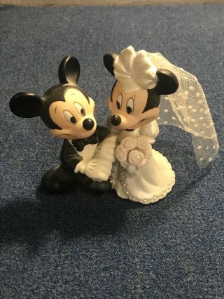 Disney Mickey And Minnie Mouse Bride - Groom Wedding Ceramic Figurine