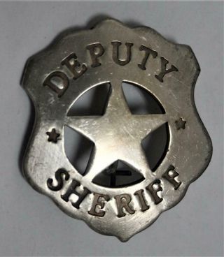 Old West 1874 Style - Deputy Sheriff Badge,  Shield With Center Star - Vest Size