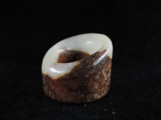 Big Antique Chinese Natural Heian Jade Ring Hand - Carved Old Jade Ring