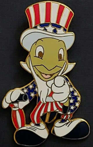 Disneyland Resort 2003 Cast Member Pin Fair Uncle Sam Jiminy Cricket Le,  Lanyard