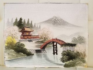 Vintage Japanese Embroidery Picture Tea House Silk Canvas Ready To Frame