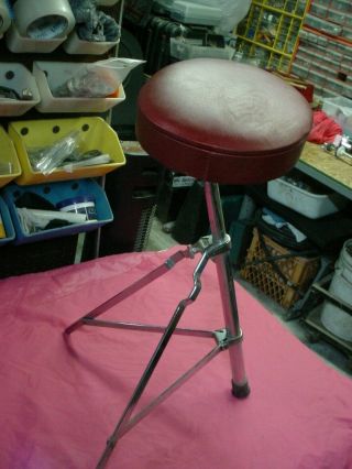 Vintage Decent Ludwig Chicago Red Oval Top Throne Drum Stool 14t